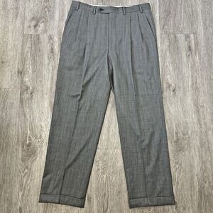 Canali Pants Men's 33x30 Gray Virgin Wool Trouser Dress Slack Pleated Polo Italy